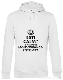 Hoodie barbat cu gluga Moldoveanca potrivita Alb