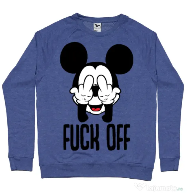 Bluza ADLER barbat Fuck off Albastru melanj