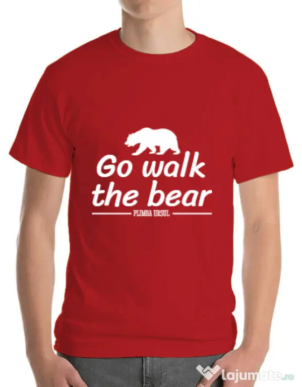 Tricou ADLER barbat Go walk the bear Rosu