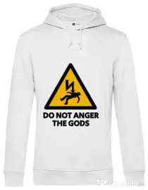 Hoodie barbat cu gluga Do not anger the gods Alb