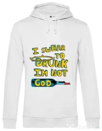 Hoodie barbat cu gluga I swear to drunk Alb