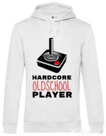 Hoodie barbat cu gluga Hardcore player Alb