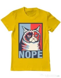 Tricou ADLER barbat Grumpy cat Nope Galben