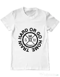 Tricou ADLER barbat Train hard or go home Alb