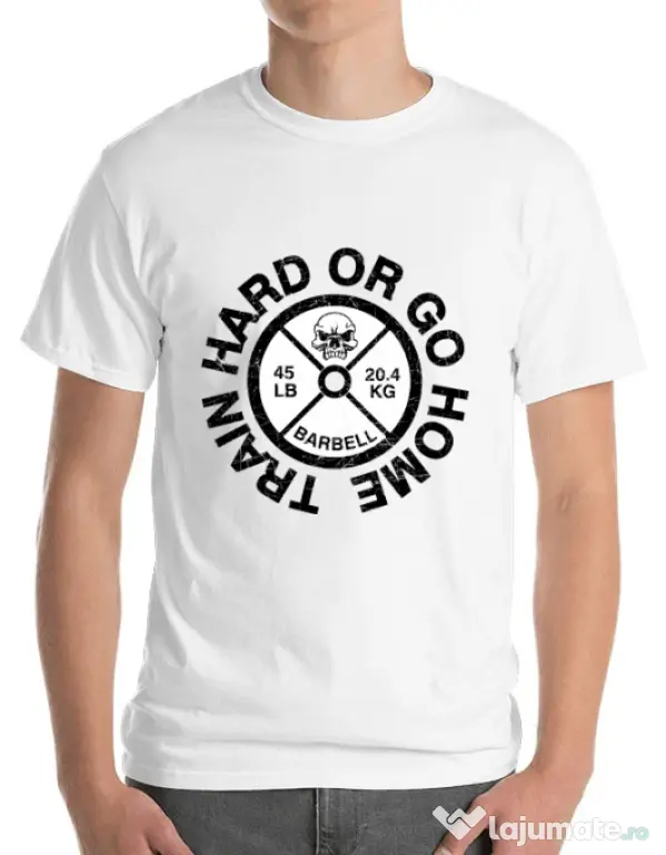 Tricou ADLER barbat Train hard or go home Alb
