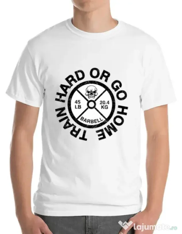 Tricou ADLER barbat Train hard or go home Alb