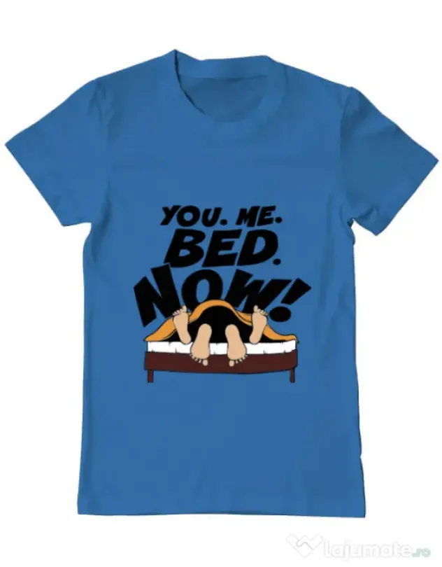 Tricou ADLER barbat You me bed now Albastru azuriu