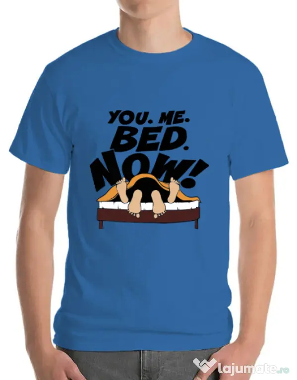 Tricou ADLER barbat You me bed now Albastru azuriu