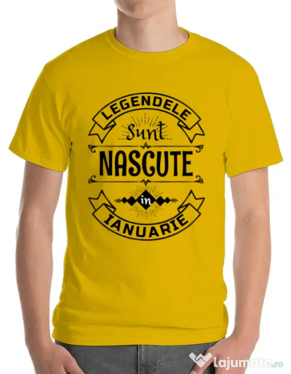 Tricou ADLER barbat Legendele sunt nascute in Ianuarie Galben