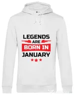 Hoodie barbat cu gluga Legends are born in January Alb
