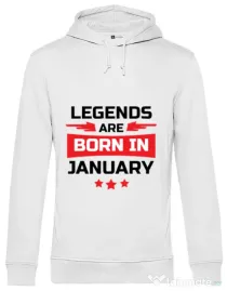 Hoodie barbat cu gluga Legends are born in January Alb