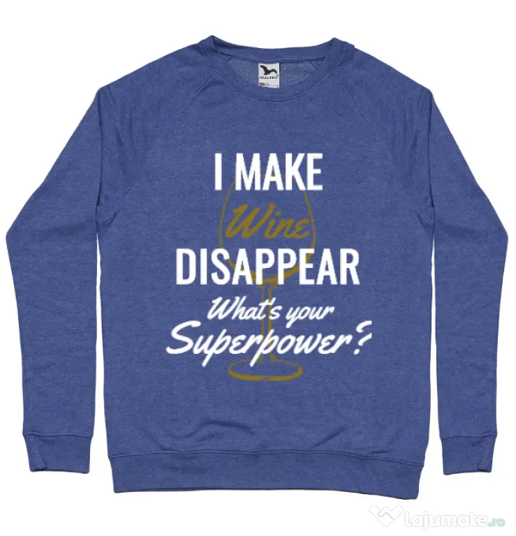 Bluza ADLER barbat I make wine disappear Albastru melanj