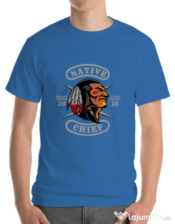 Tricou ADLER barbat Native chief Albastru azuriu