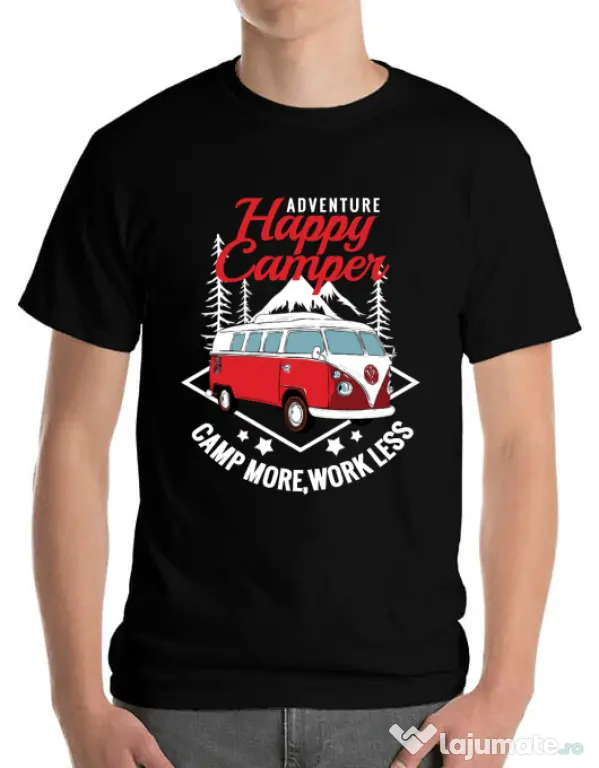 Tricou ADLER barbat Happy Negru
