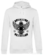 Hoodie barbat cu gluga Less work more skate Alb