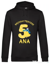 Hoodie barbat cu gluga Birthday Princess Negru