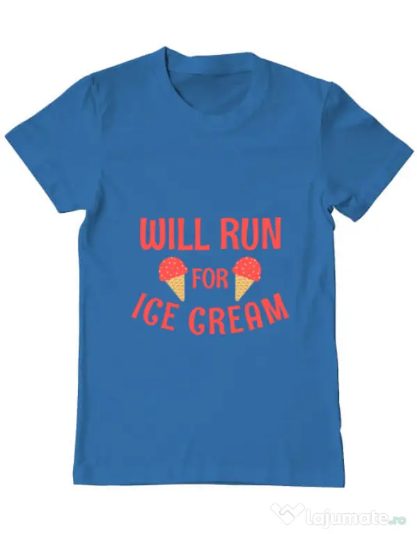 Tricou ADLER barbat Running for ice cream Albastru azuriu