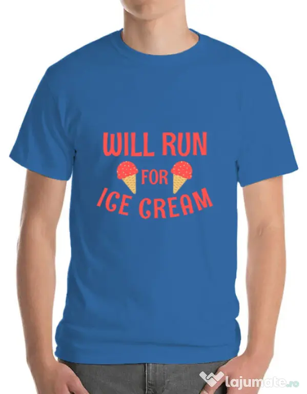 Tricou ADLER barbat Running for ice cream Albastru azuriu