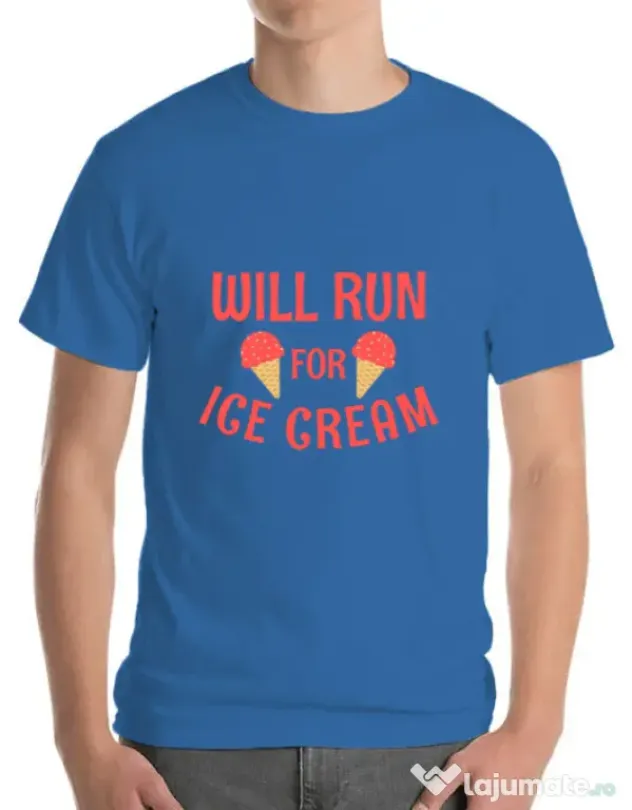 Tricou ADLER barbat Running for ice cream Albastru azuriu