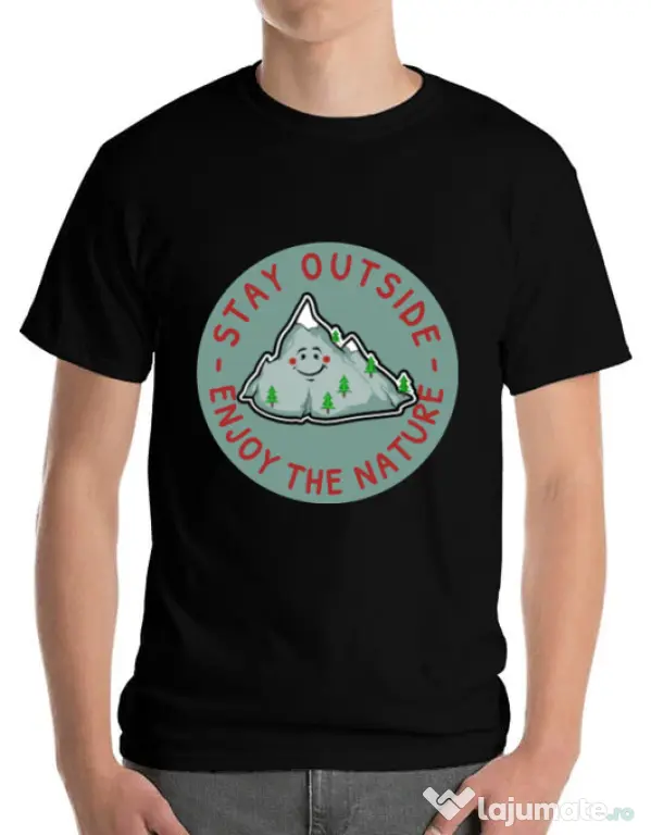 Tricou ADLER barbat Stay outside Negru
