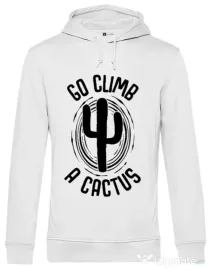 Hoodie barbat cu gluga Go climb a cactus Alb