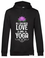 Hoodie barbat cu gluga Love and yoga Negru