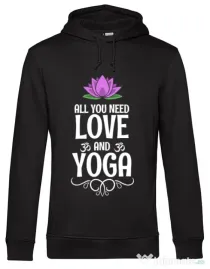 Hoodie barbat cu gluga Love and yoga Negru