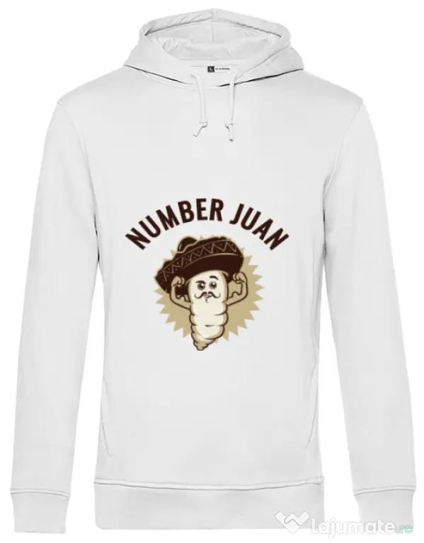 Hoodie barbat cu gluga Number Juan Alb