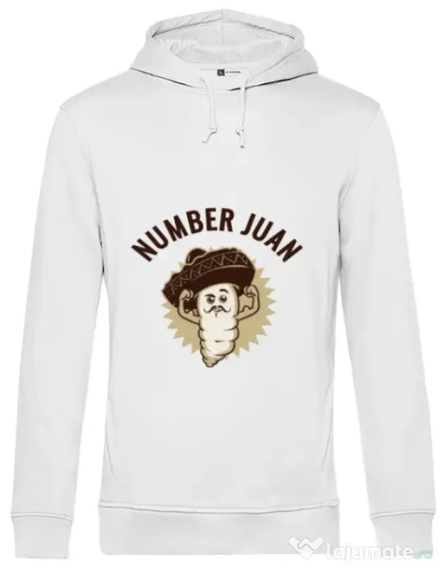 Hoodie barbat cu gluga Number Juan Alb
