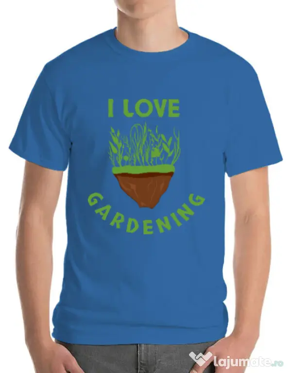 Tricou ADLER barbat I love gardening Albastru azuriu
