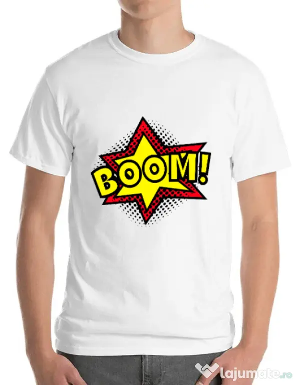 Tricou ADLER barbat Boom! Alb
