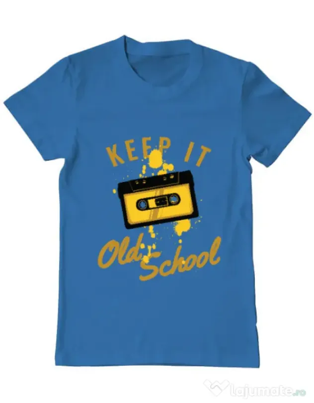 Tricou ADLER barbat Keep it old school Albastru azuriu