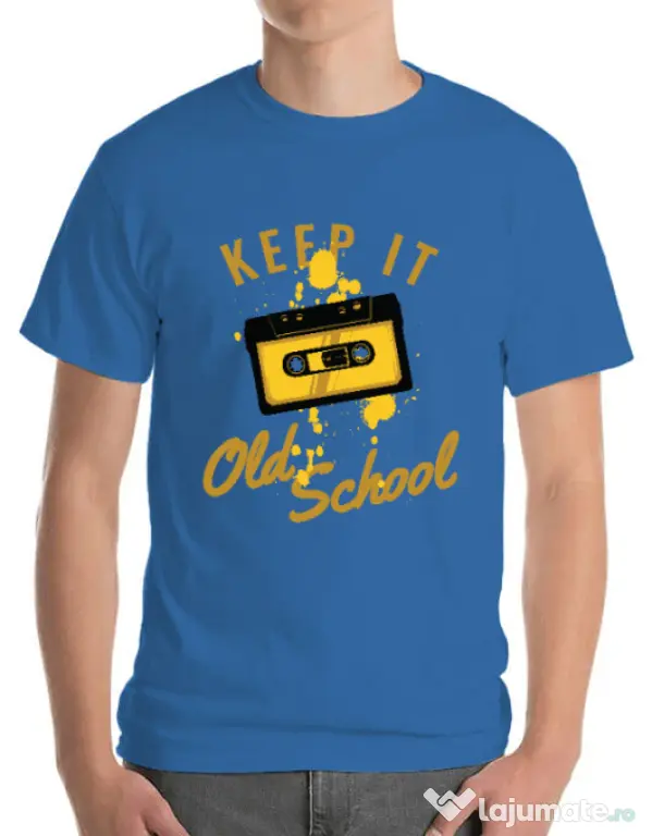 Tricou ADLER barbat Keep it old school Albastru azuriu
