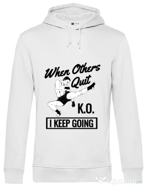 Hoodie barbat cu gluga I keep going Alb