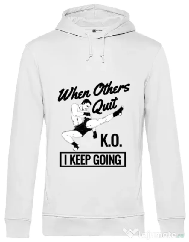 Hoodie barbat cu gluga I keep going Alb