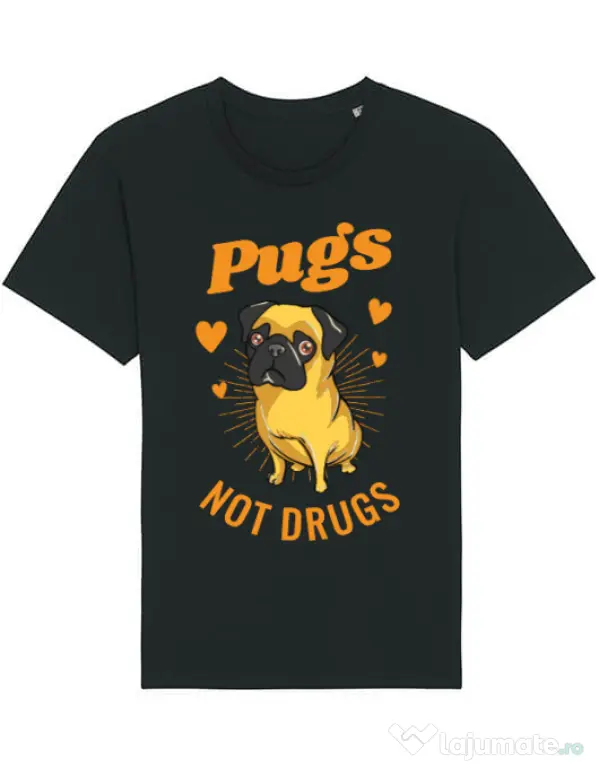 Tricou STANLEY STELLA barbat Pugs not drugs Negru