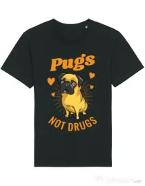 Tricou STANLEY STELLA barbat Pugs not drugs Negru