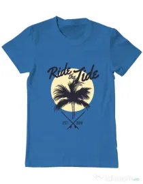 Tricou ADLER barbat Ride the tide Albastru azuriu