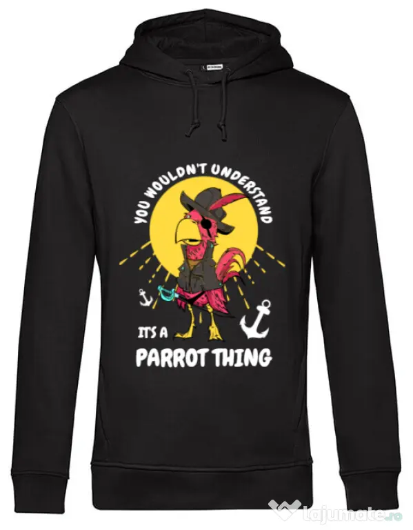 Hoodie barbat cu gluga It’s a parrot thing Negru
