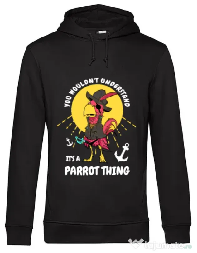 Hoodie barbat cu gluga It’s a parrot thing Negru