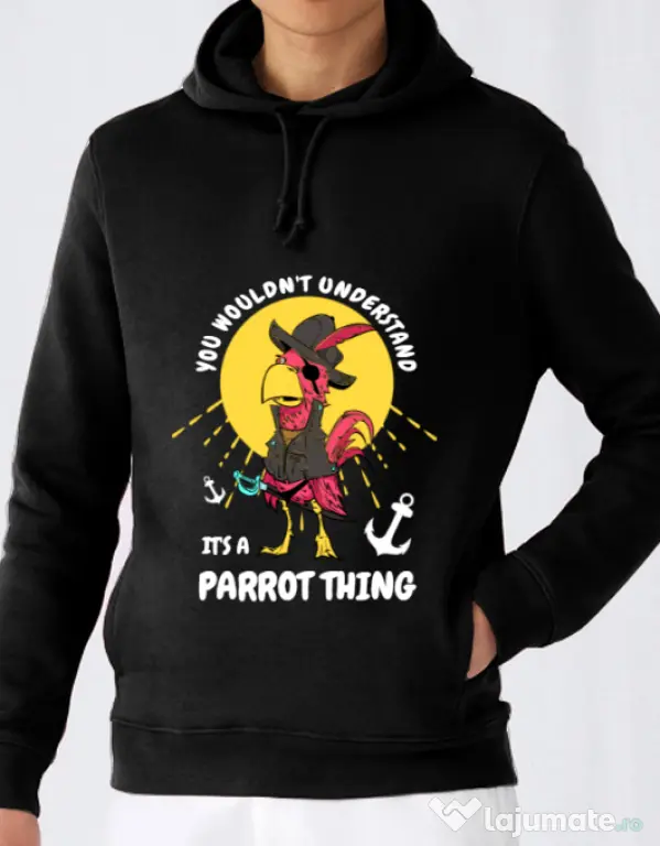 Hoodie barbat cu gluga It’s a parrot thing Negru