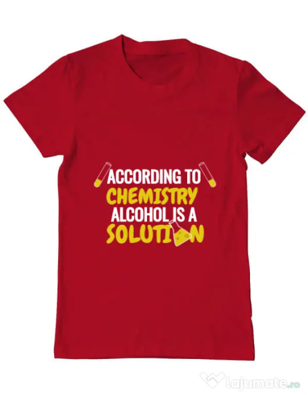 Tricou ADLER barbat Alcohol is a solution Rosu