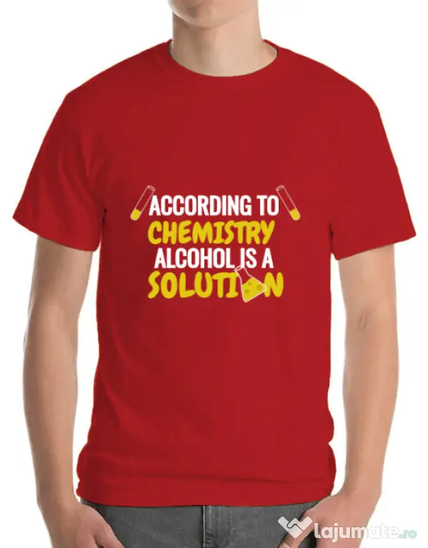 Tricou ADLER barbat Alcohol is a solution Rosu