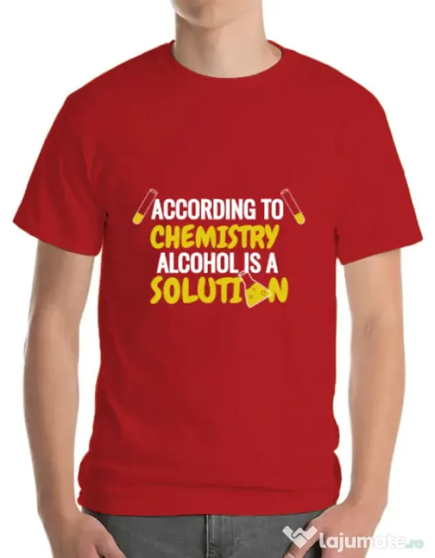 Tricou ADLER barbat Alcohol is a solution Rosu