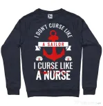 Bluza ADLER barbat Curse like a nurse Denim inchis