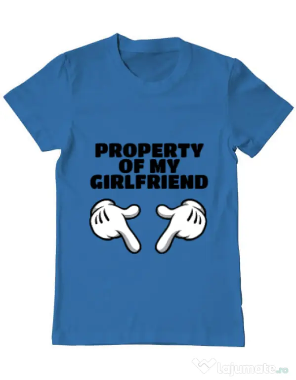 Tricou ADLER barbat Property of my girlfriend Albastru azuriu