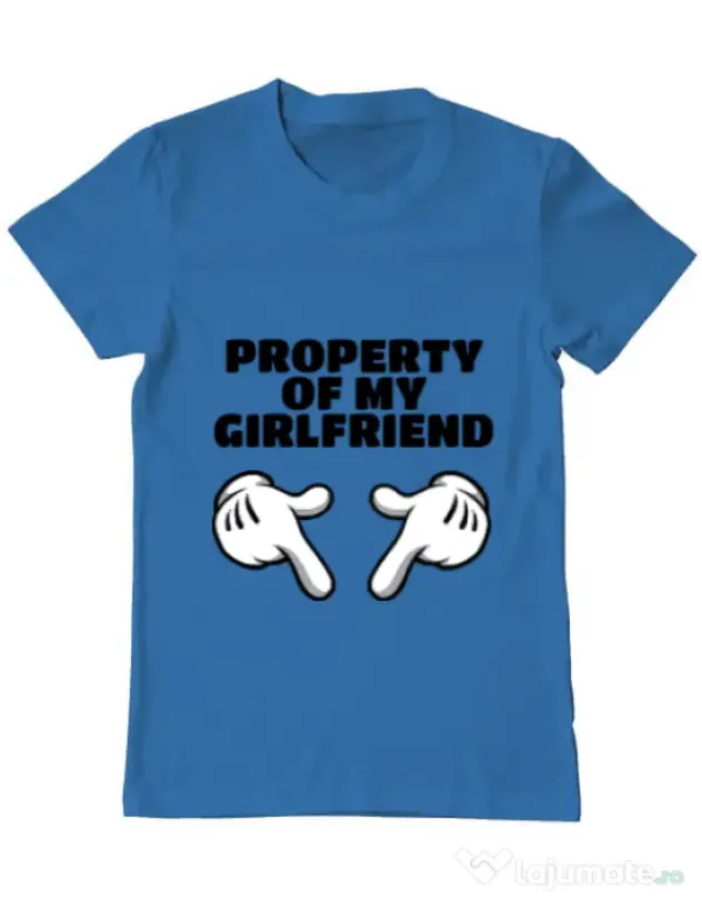 Tricou ADLER barbat Property of my girlfriend Albastru azuriu