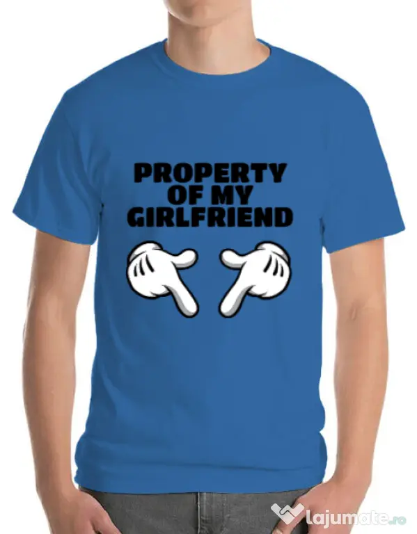 Tricou ADLER barbat Property of my girlfriend Albastru azuriu