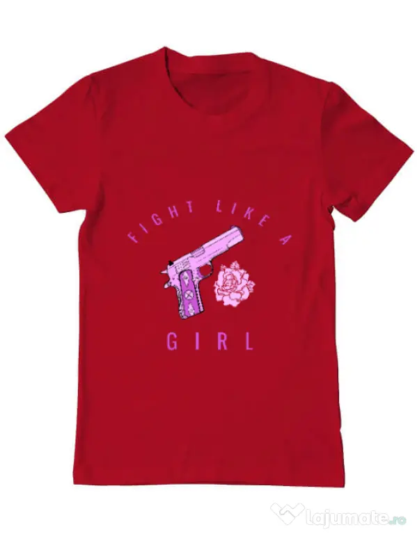 Tricou ADLER barbat Fight like a girl Rosu