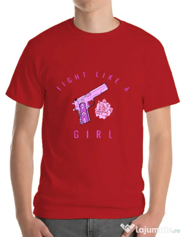 Tricou ADLER barbat Fight like a girl Rosu